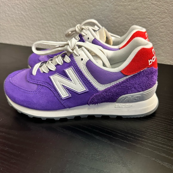 New Balance 574 Purple and Red Sneakers - Picture 7 of 9